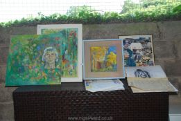 Quantity of pictures, oils, charcoal,
