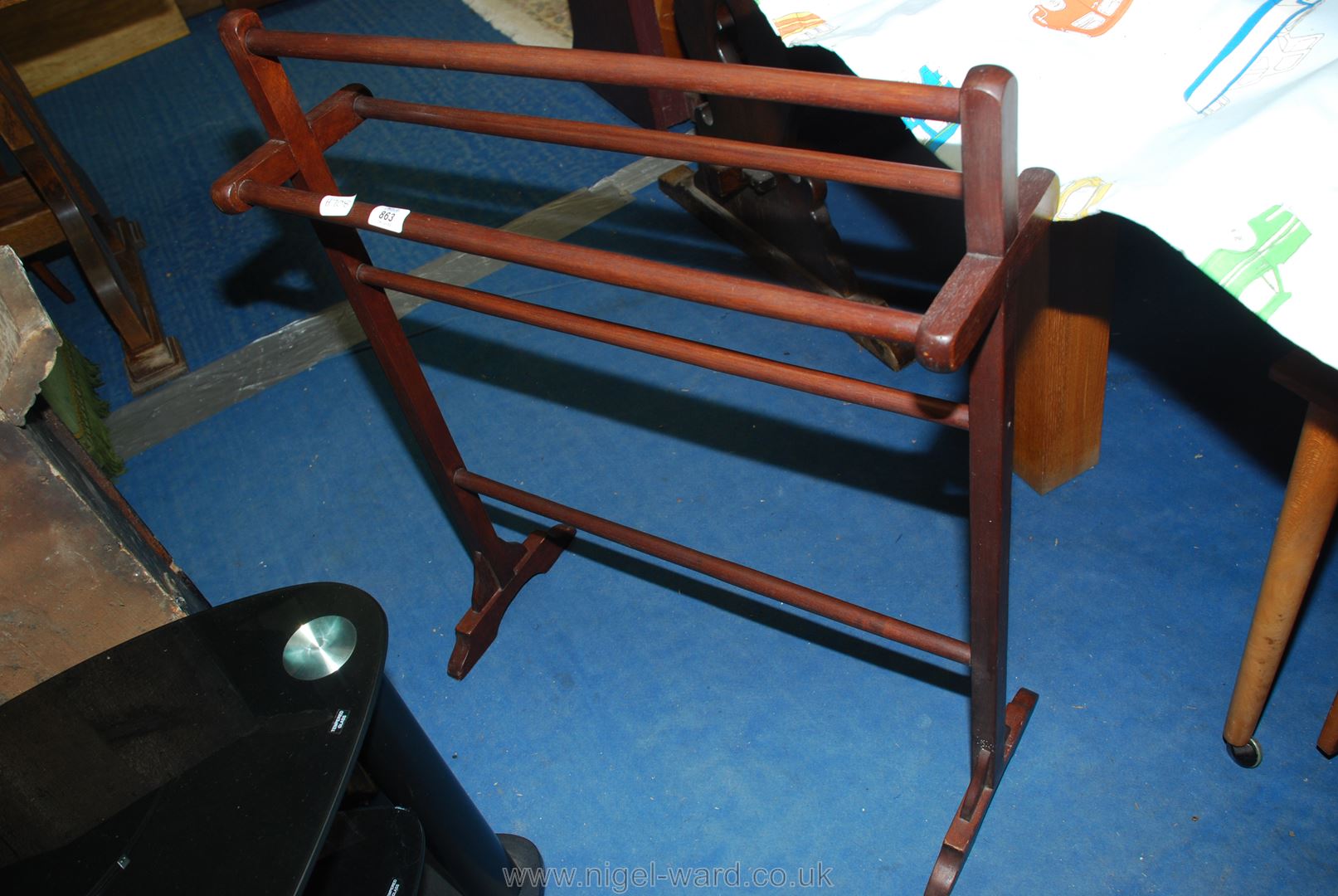 Stained wood towel rail