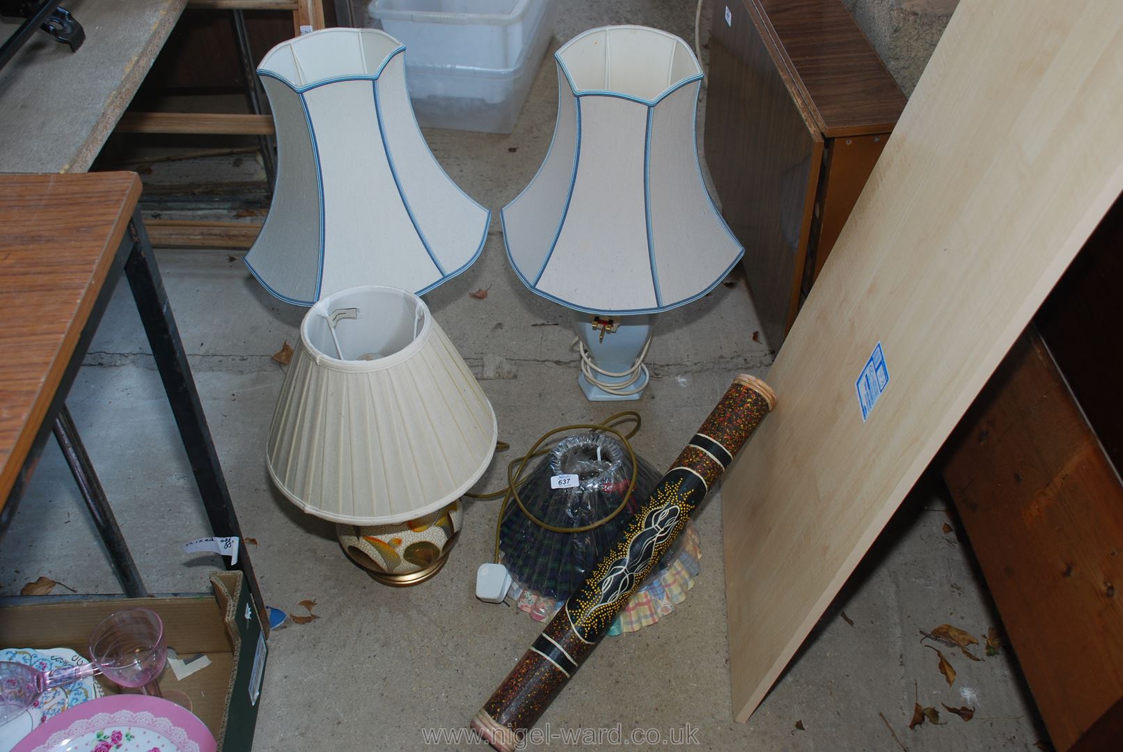 Three table lamps,