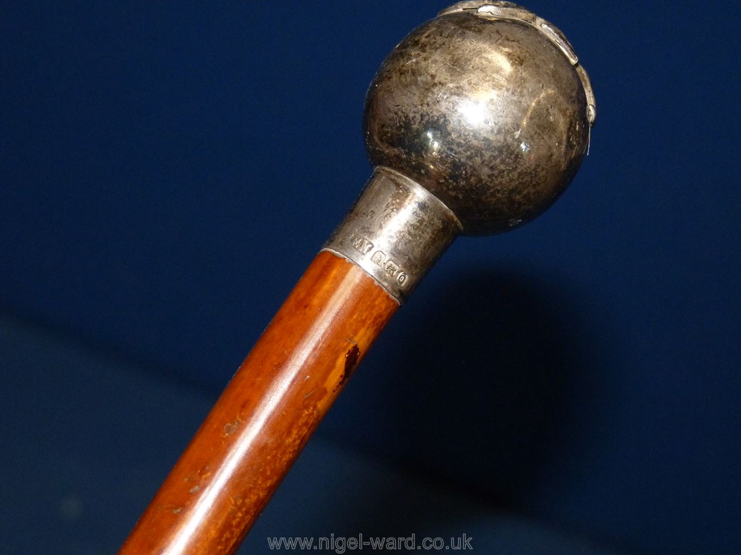 Two swagger sticks; one having Birmingham silver top by E.N. - Image 2 of 4