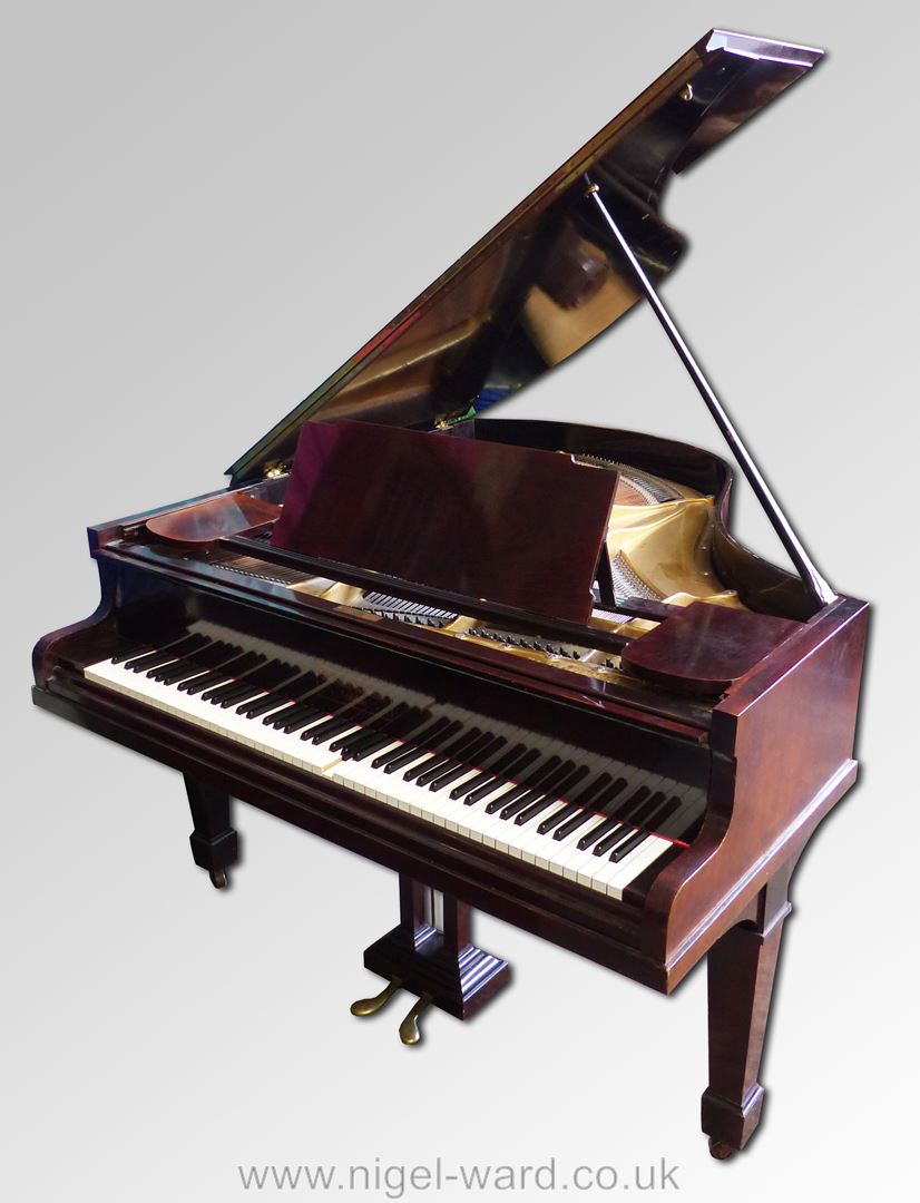 A good Mahogany and Walnut cased 6 1/2 octave Boudoir Piano by Marshall & Rose of London,