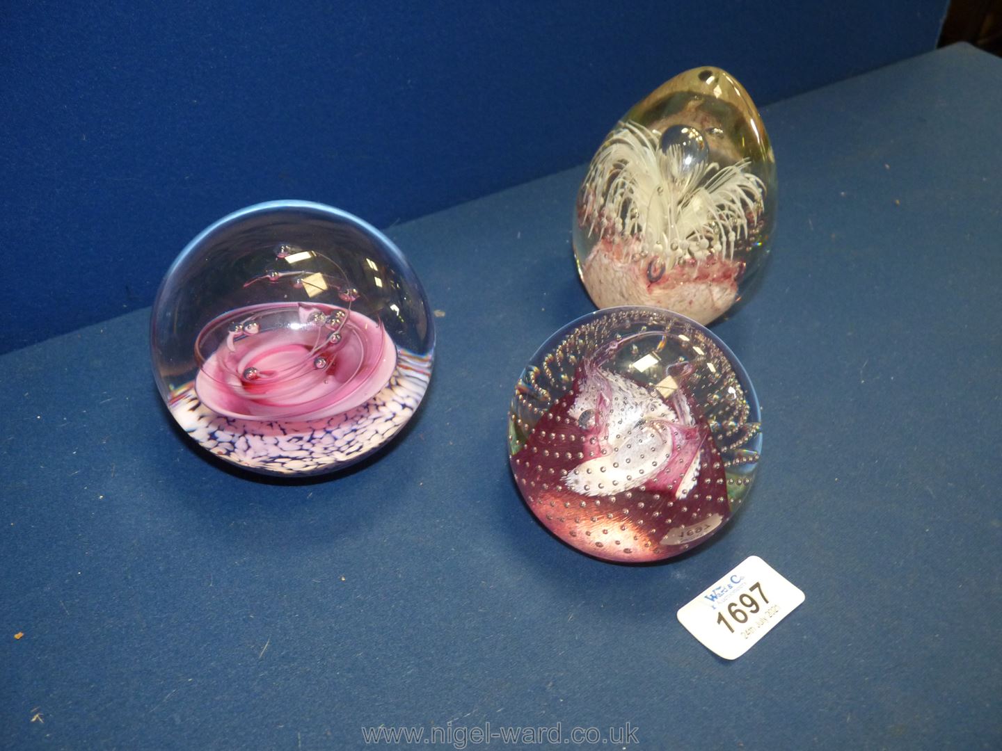 Three Paperweights including Selkirk in pink shades. - Image 2 of 3