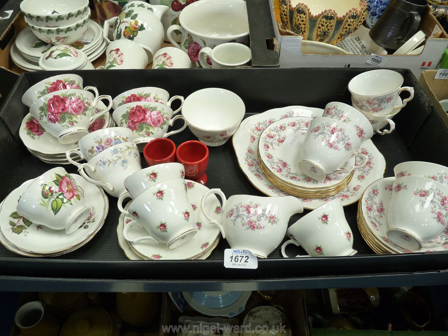 A Royal Osborne part Teaset including six cups, six saucers, six tea plates, bread & butter plate,
