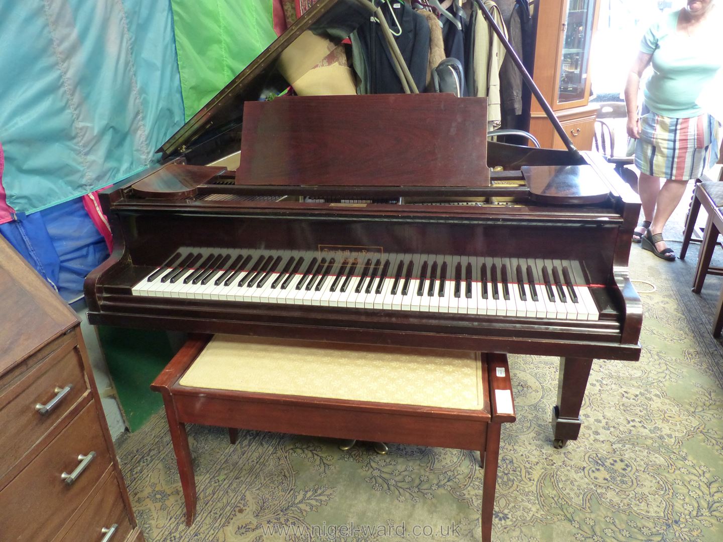 A good Mahogany and Walnut cased 6 1/2 octave Boudoir Piano by Marshall & Rose of London, - Image 2 of 2