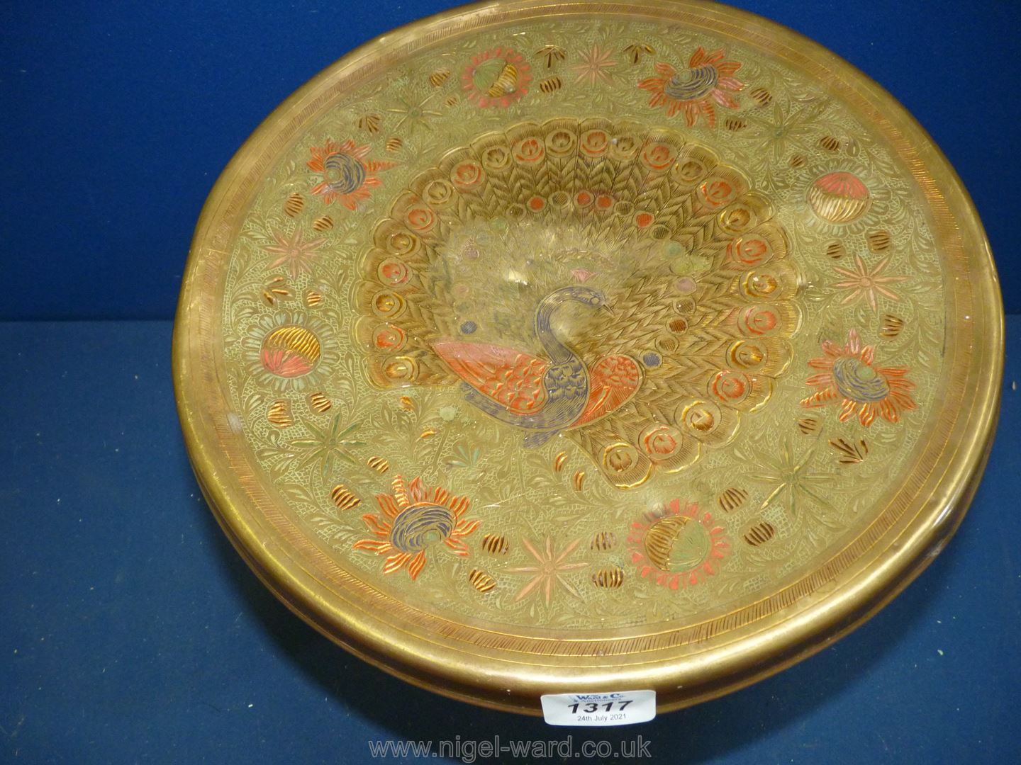 An unusual Indian brass and iron food warming low table, - Image 2 of 4