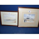 A framed and mounted Watercolour titled verso delivering provisions at Swansea bay, signed C.N.