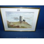 A framed and glazed watercolour of Cromwell's Castle, Isles of Scilly, signed lower right Peter J.