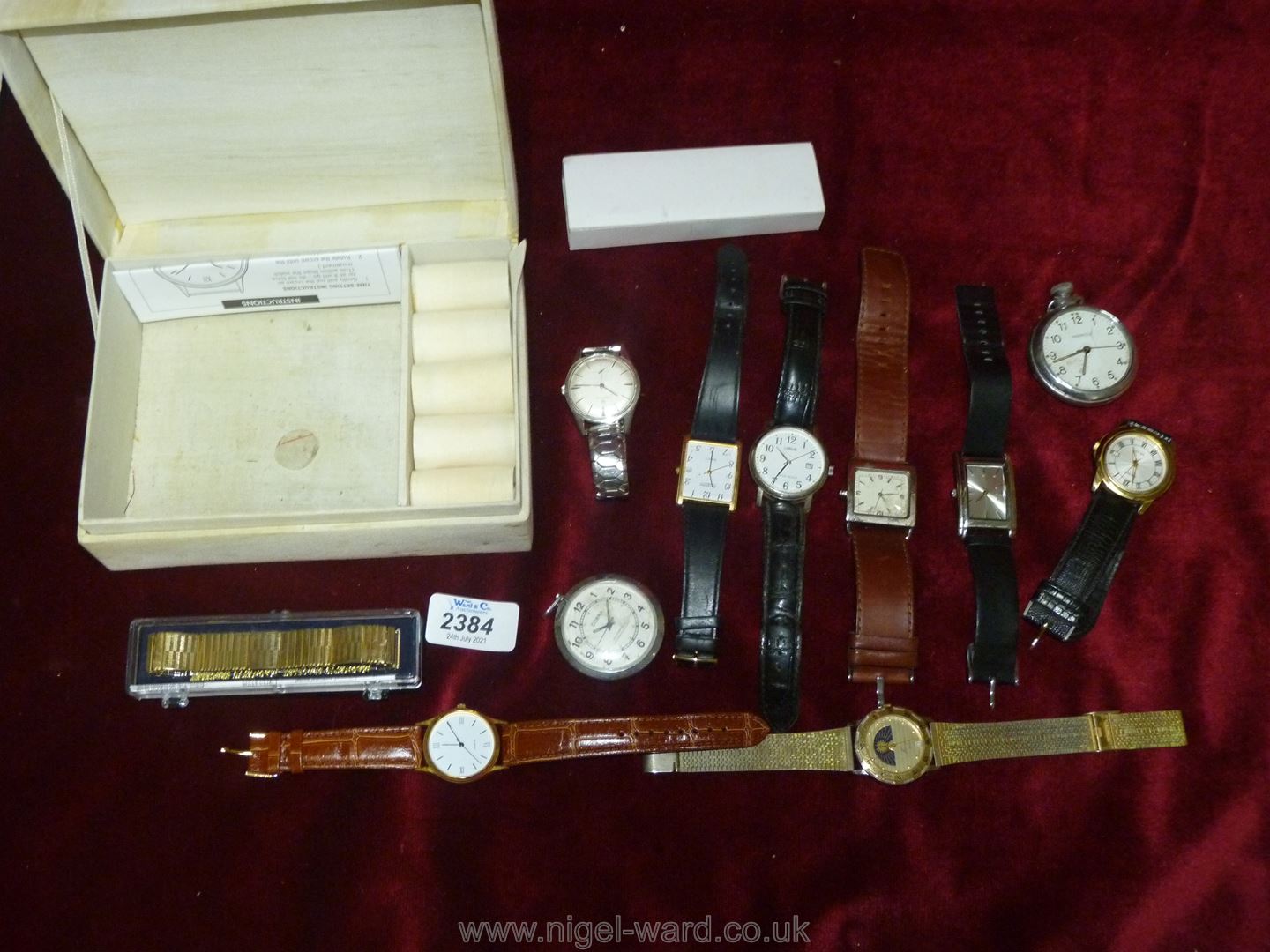 Miscellaneous gents wristwatches including Cortina, Cobra pocket watch etc.