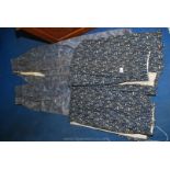 Pair of grey mottled lined curtains 51'' drop x 77'' wide,