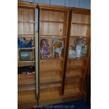 Adjustable six shelf pine bookcase, 22'' w x 88'' h x 8 1/2'' deep.