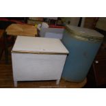 Domed Lloyd Loom wicker laundry basket and similar style laundry box.