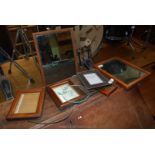Quantity of picture frames, mirrors and glass.
