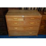 Light oak chest of two short over three drawers, 39'' x 20'' x 31'' high.