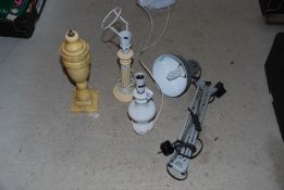 3 x table lamps and wall mounted work light