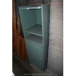 Green painted cupboard with shelf unit,