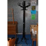 Black finish bentwood hat and coat stand.