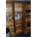 Adjustable six shelf pine bookcase.