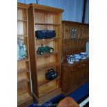 Adjustable six shelf pine bookshelf, 88'' h x 27 1/2'' w x 11 1/2'' deep.