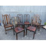 Set of four dining chairs with two carvers (not matching).