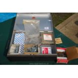 Metal deeds box containing various screws,