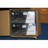 Four new HP Lazer Jet 124 printer cartridges, all colours.