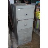 Painted wooden four drawer filing cabinet,