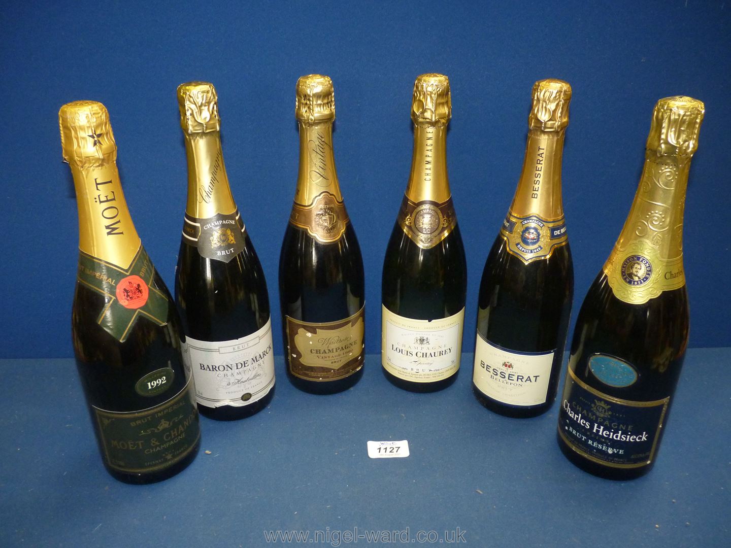 Six bottles of Champagne including Charles Heidsieck Brut Reserve mis en cave en 1997,