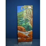 A wooden wall Plaque in limewood and oils 'Andino Alerca Park Chile' by Rachel Spaven Oct 2003,