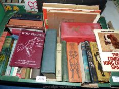 A box of books to include; Copes Racegoers Encyclopedia 1961, Golf Practise by Henry Hughes, etc.
