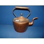 A copper Kettle, circa 1850 with acorn finial.
