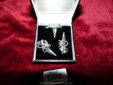 Three silver plated cheese mice