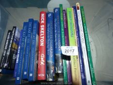 A tub of books to include; The RAF at 100, Charlotte Dujardin, Herefordshire, etc.