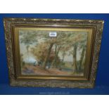 An ornate framed Watercolour titled verso 'Summer', signed lower right M.C.