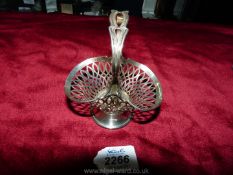 A Silver lattice work bon-bon Basket, Birmingham date mark rubbed, 39.0 g.