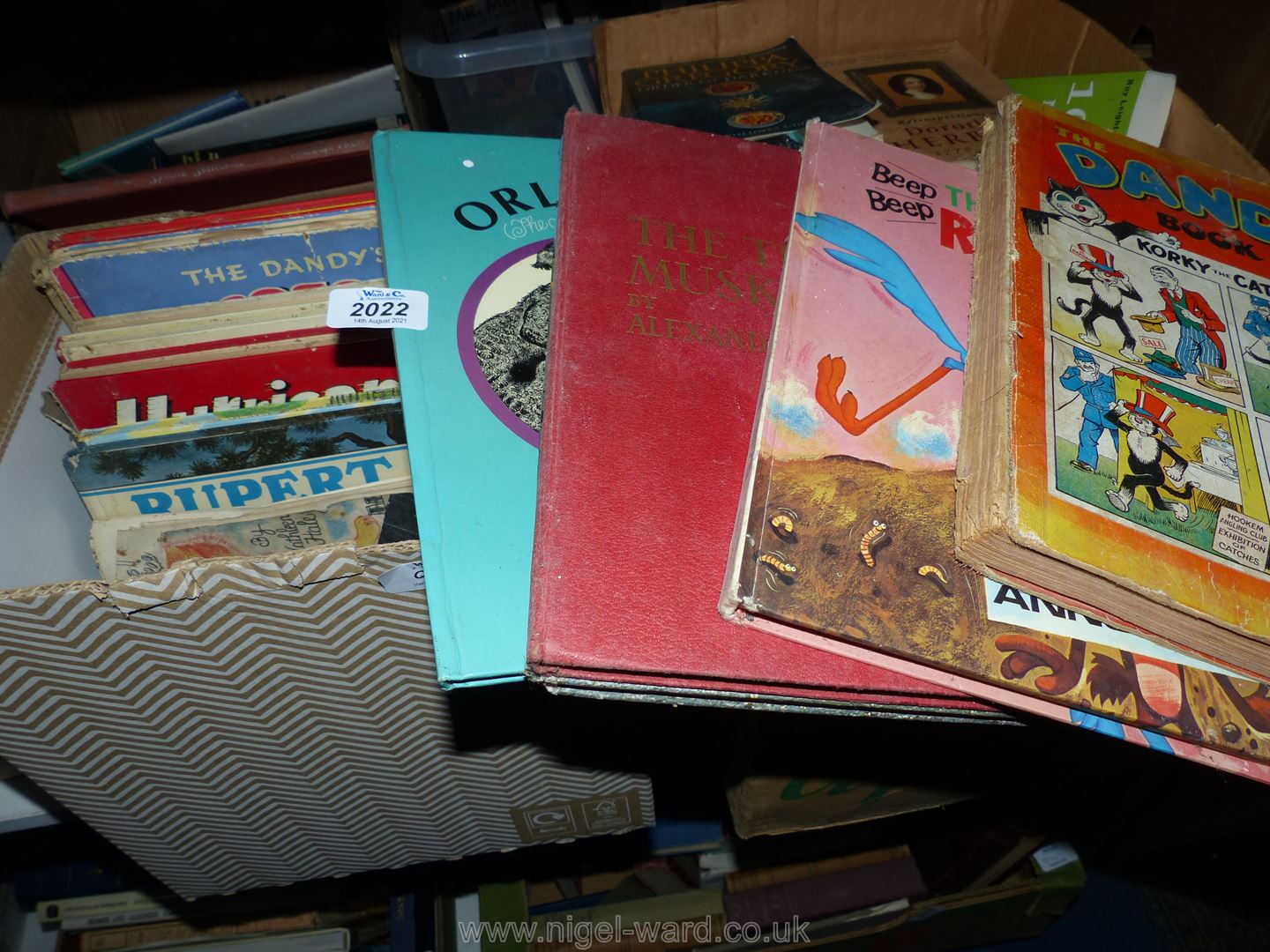 A box of children's annuals to include; The Pandy, Rupert, Hurricane 1966, etc.