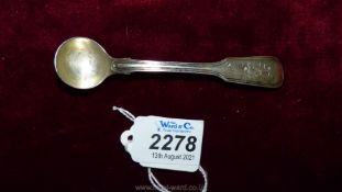A small Georgian silver salt spoon, hallmarks rubbed.