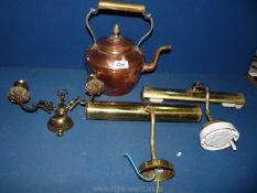 A copper kettle and quantity of brass