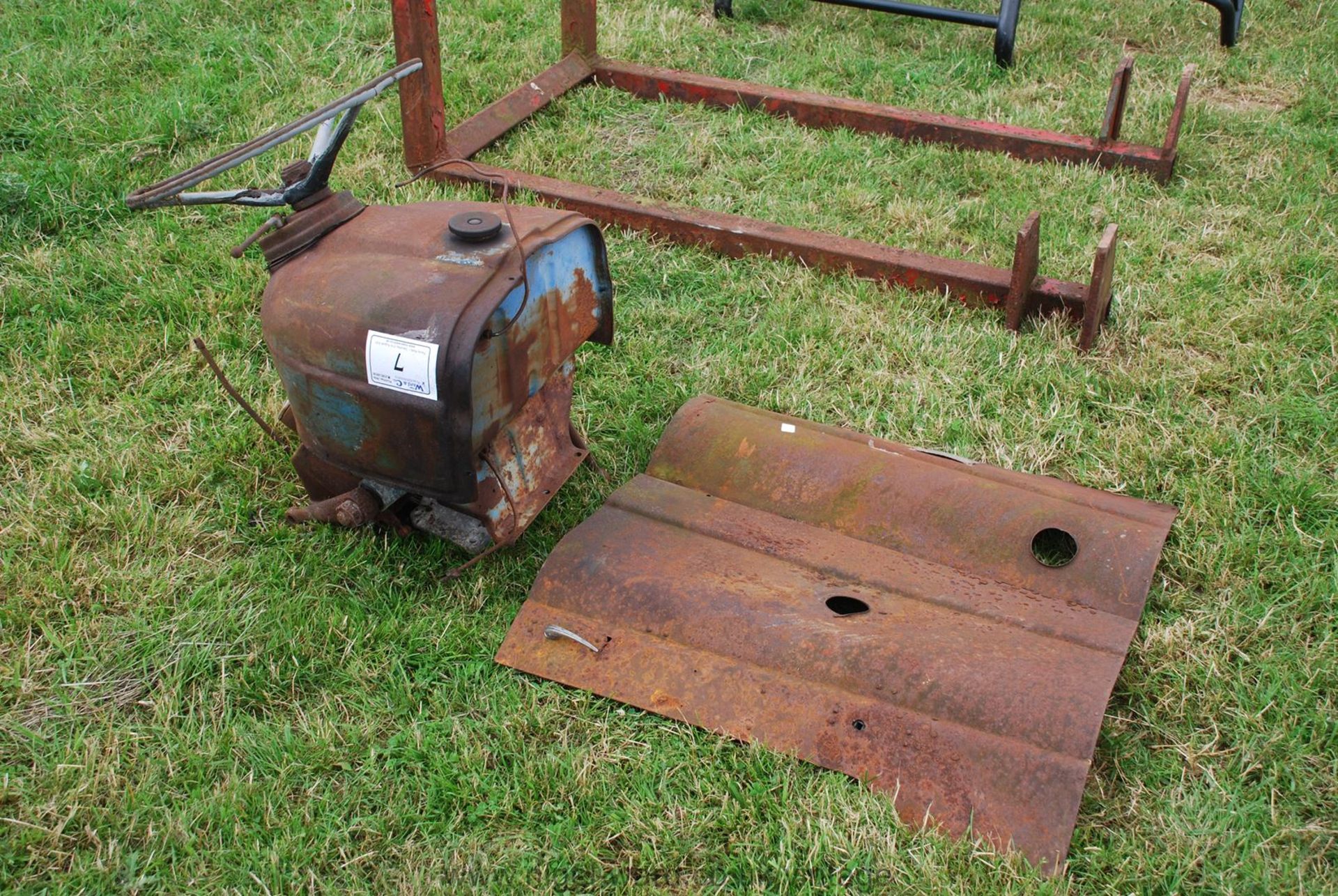 Fordson Dexta bonnet, fuel tank and steering column.