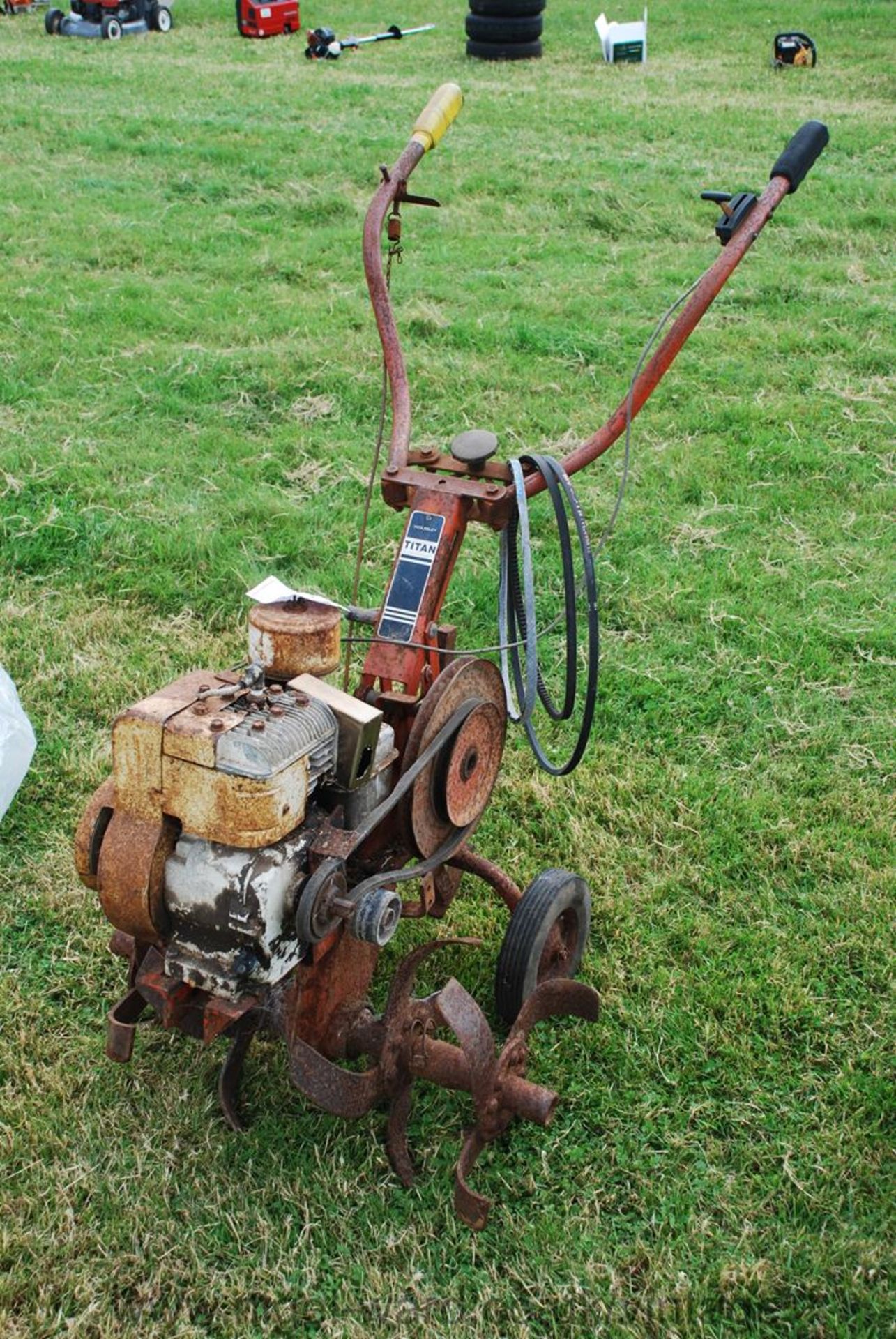 A Wolseley Titan garden rotovator (petrol) with Briggs & Stratton 3 hp engine,