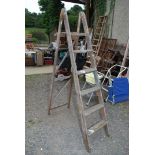 Wooden five rung step ladder