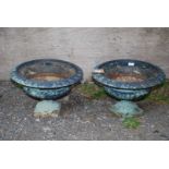 Pair of metal urns,