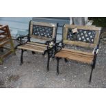 Pair of metal garden seats