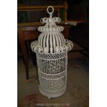 A large cream painted metal Linnet cage, 39'' tall,