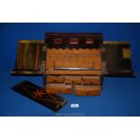 A Victorian correspondence Box with marquetry detail to front, a/f., 13" x 10" x 8".