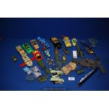 A quantity of toy vehicles including Corgi, Matchbox Rolamatics, Britains, military tanks,