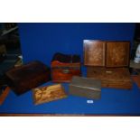 A quantity of boxes including 1930's British 'Drug House' sample box, mirrored box,