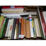 A box of novels including Frederick Forsyth, John Grisham,