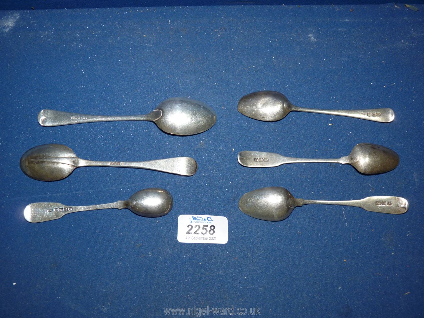 Six various Silver Teaspoons including Georgian Dublin silver, - Image 2 of 4
