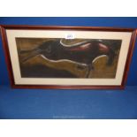 A framed and mounted pastel drawing of a horse, no visible signature, 21 1/2'' x 11 1/4''.