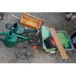 Propagator, watering cans, trug, plant pot, wheeled bases etc.